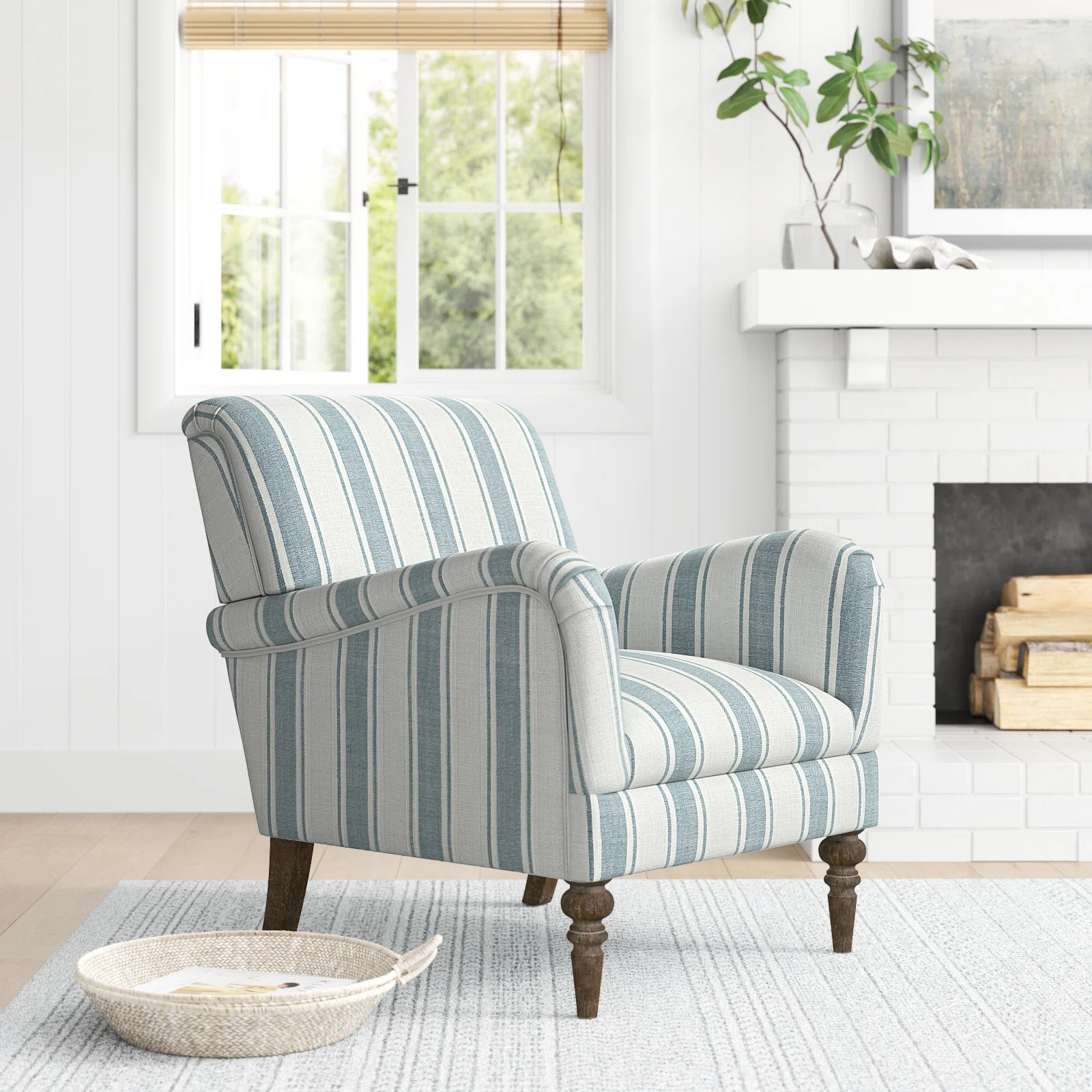 Sand & Stable™ Arching Contemporary and Classic Polyester Upholstered Armchair with Solid Wood ... | Wayfair North America