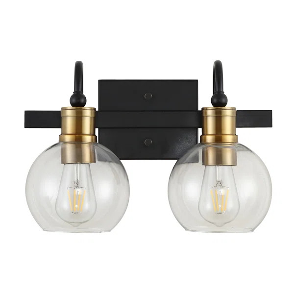 Escolta 2 - Light Black/Brass Gold Vanity Light | Wayfair Professional