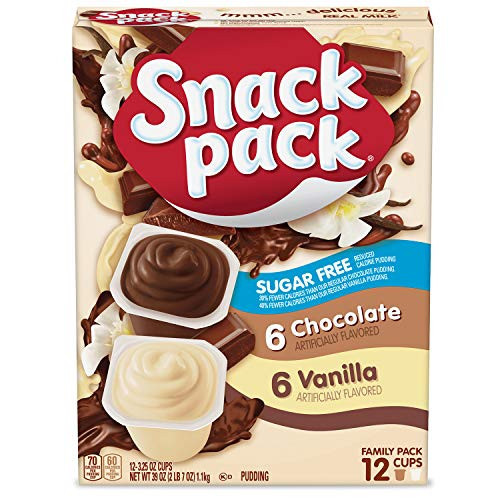 Snack Pack Sugar Free Chocolate and Vanilla Flavored Pudding Family Pack, 12 Count Pudding Cups | Amazon (US)