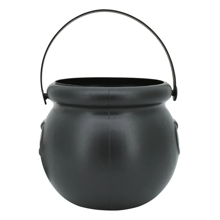 Halloween Black Plastic Mini Cauldron with Handle, Trick-or-Treat Bucket, by Way To Celebrate - W... | Walmart (US)