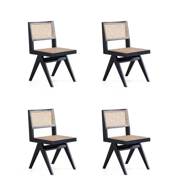 Manhattan Comfort Hamlet Dining Chair in Black and Natural Cane - Set of 2 - Overstock - 36911904 | Bed Bath & Beyond