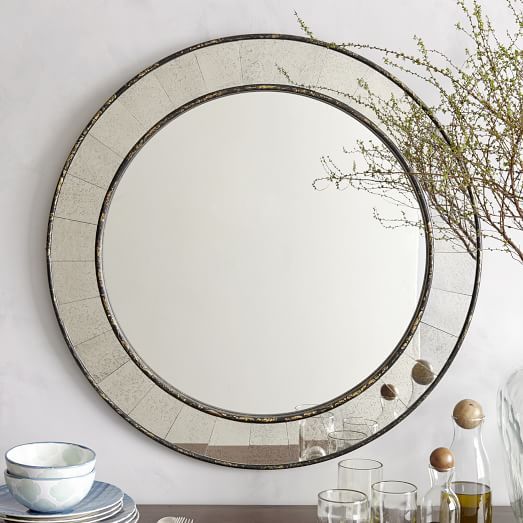 Antique Tiled Wall Mirror, Round | West Elm (US)
