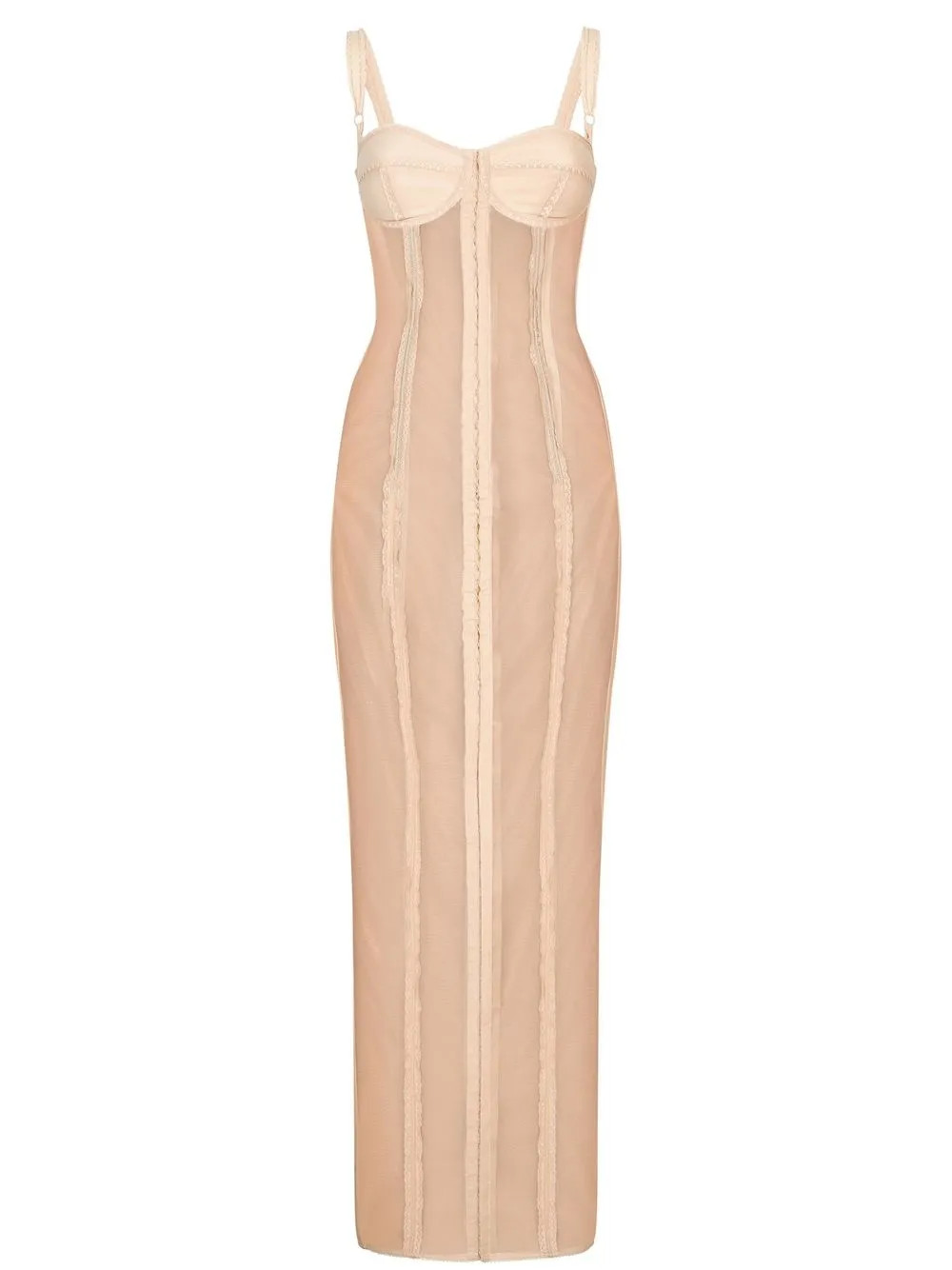 Dolce & Gabbana KIM DOLCE&GABBANA semi-sheer Bustier Midi Dress - Farfetch | Farfetch Global