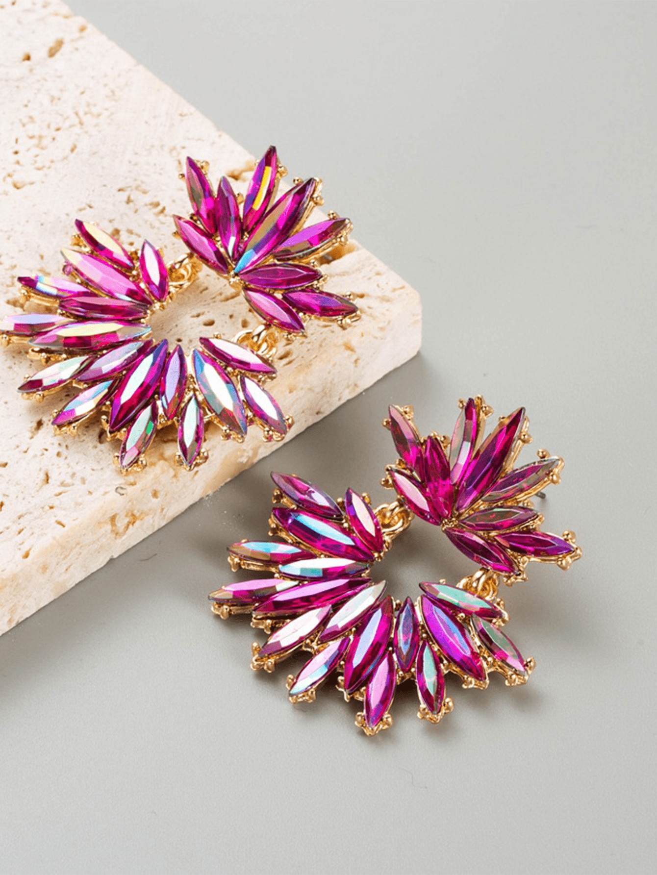 1pair Luxury Zinc Alloy Rhinestone Decor Earrings For Women For Daily Decoration | SHEIN