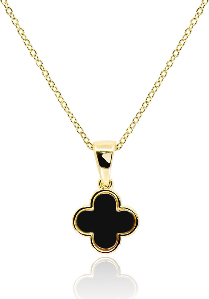 Four Leaf Clover Necklace for Women Dainty White Black Pink Blue Mint Green Crystal Lucky Clover ... | Amazon (US)
