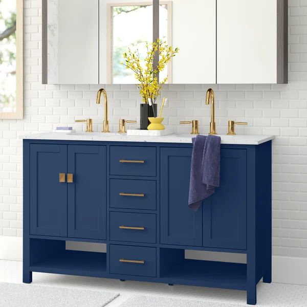 Skye 60'' Free-standing Double Bathroom Vanity with Quartz Vanity Top | Wayfair North America
