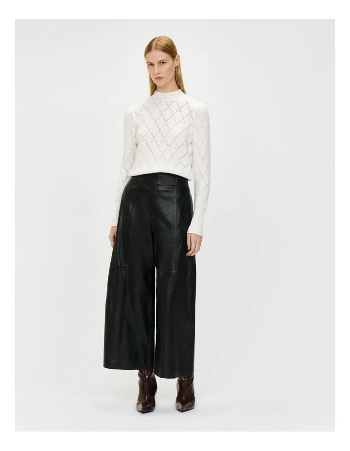 Veronika MaineDiamond Pattern Puff Sleeve Knit in White | Myer