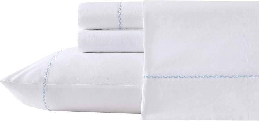 Laura Ashley - Sheet Set, Breathable Cotton Percale Bedding with Matching Pillowcases, Soft Home ... | Amazon (US)