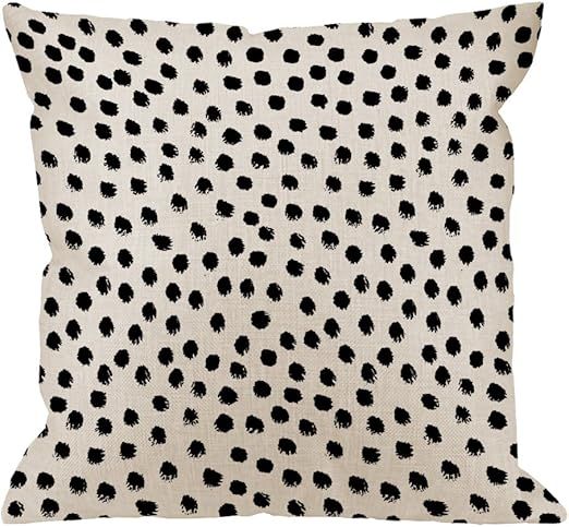 HGOD DESIGNS Polka Dots Decorative Throw Pillow Cover Case,Brush Strokes Dots Cotton Linen Outdoo... | Amazon (US)