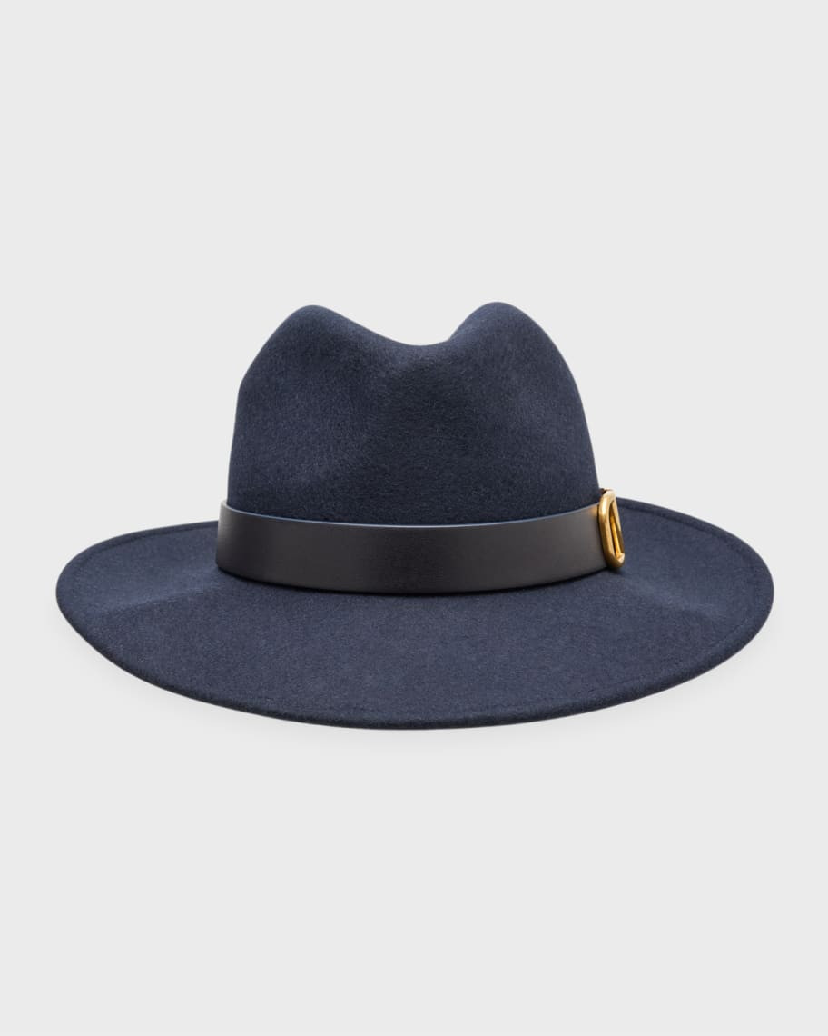 Valentino Garavani V-Logo Wool Fedora | Neiman Marcus