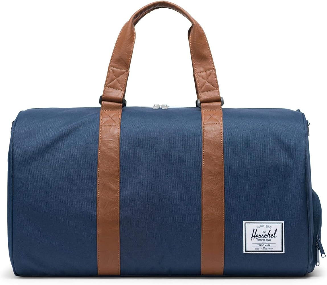 Herschel Novel Duffel Bag, Navy/Tan Synthetic Leather, Classic 42.5L | Amazon (US)