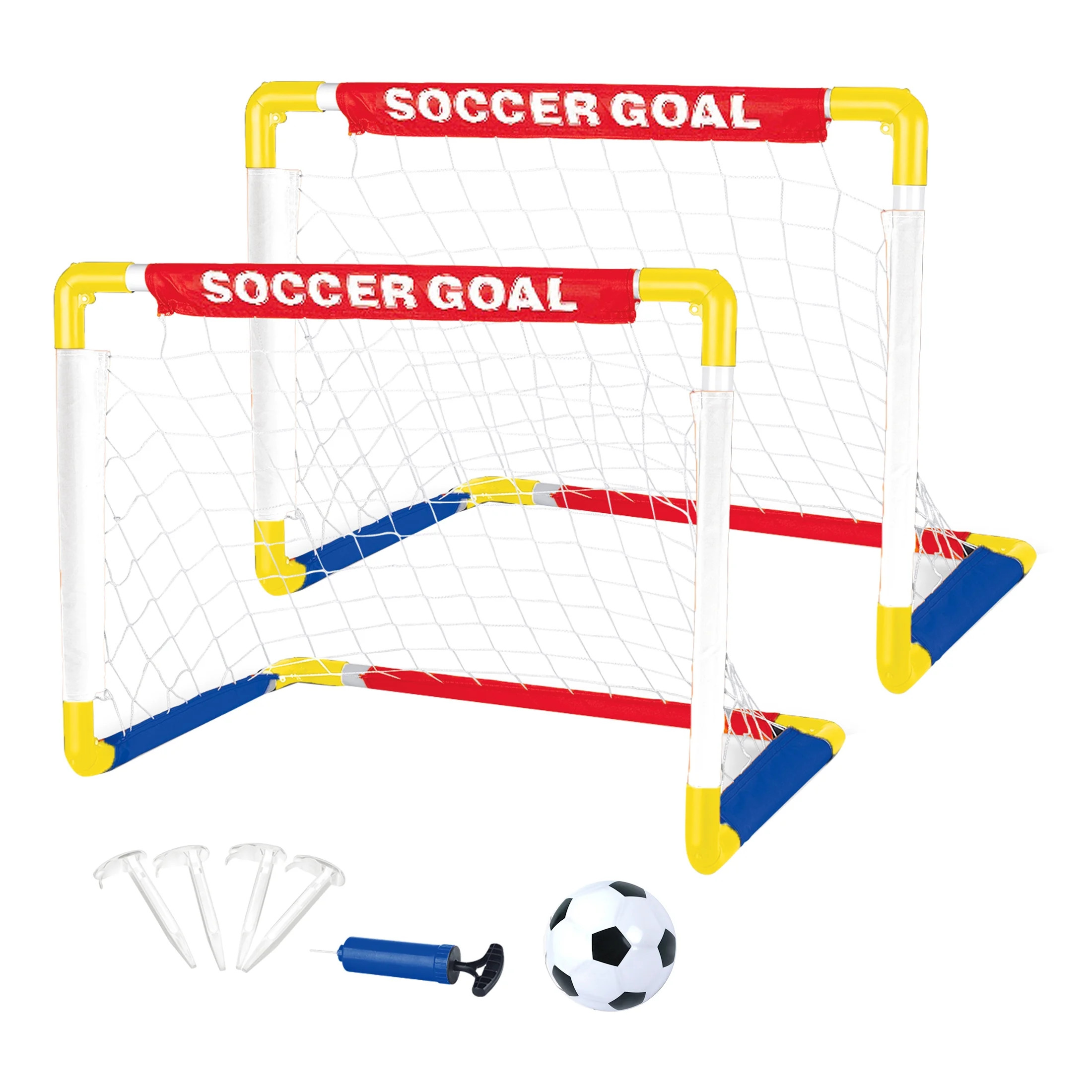 Play Day Foldable Soccer Set (2 Folding Goals, Ball, Inflating Pump, & 4 Stakes) Children Ages 3+ | Walmart (US)