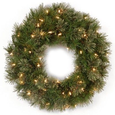 National Tree Company Pre-Lit Artificial Christmas Wreath, Green, Atlanta Spruce, White Lights, C... | Target
