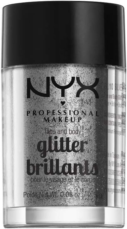 NYX PROFESSIONAL MAKEUP Face & Body Glitter, Silver | Amazon (US)