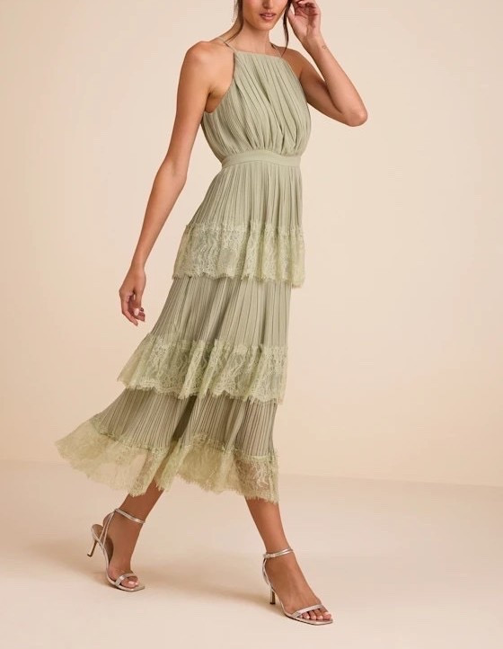 Inspired by romantic garden soirées, the Came For Cocktails Sage Green Pleated Tiered Lace Maxi Dress blends delicate lace, flowing pleats, and tiered movement in a soft sage hue that feels effortlessly elegant. It’s the perfect balance of nature-inspired color and timeless feminine design. Under $80.

Keywords:

* sage green maxi dress
* green lace maxi dress
* tiered maxi dress
* pleated lace dress
* wedding guest dress
* garden party dress
* engagement party dress
* bridal shower dress
* romantic dress
* feminine fashion
* elegant maxi dress
* countryside wedding dress
* formal green dress
* special occasion dress
* luxury maxi dress
* soft green dress
* soirée outfit
* statement maxi dress

#LTKTravel #LTKWedding #LTKootd
