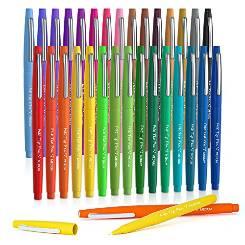 Lelix 30 Colors Felt Tip Pens, Medium Point Felt Pens, Assorted Colors Markers Pens For Journalin... | Amazon (US)