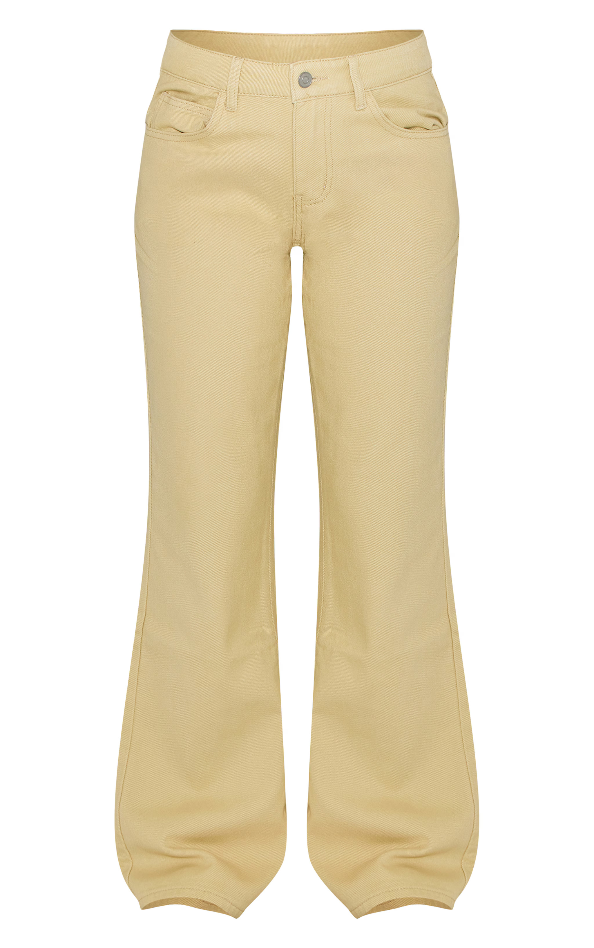 Butter Yellow Mid Waist Flared Jeans | PrettyLittleThing US