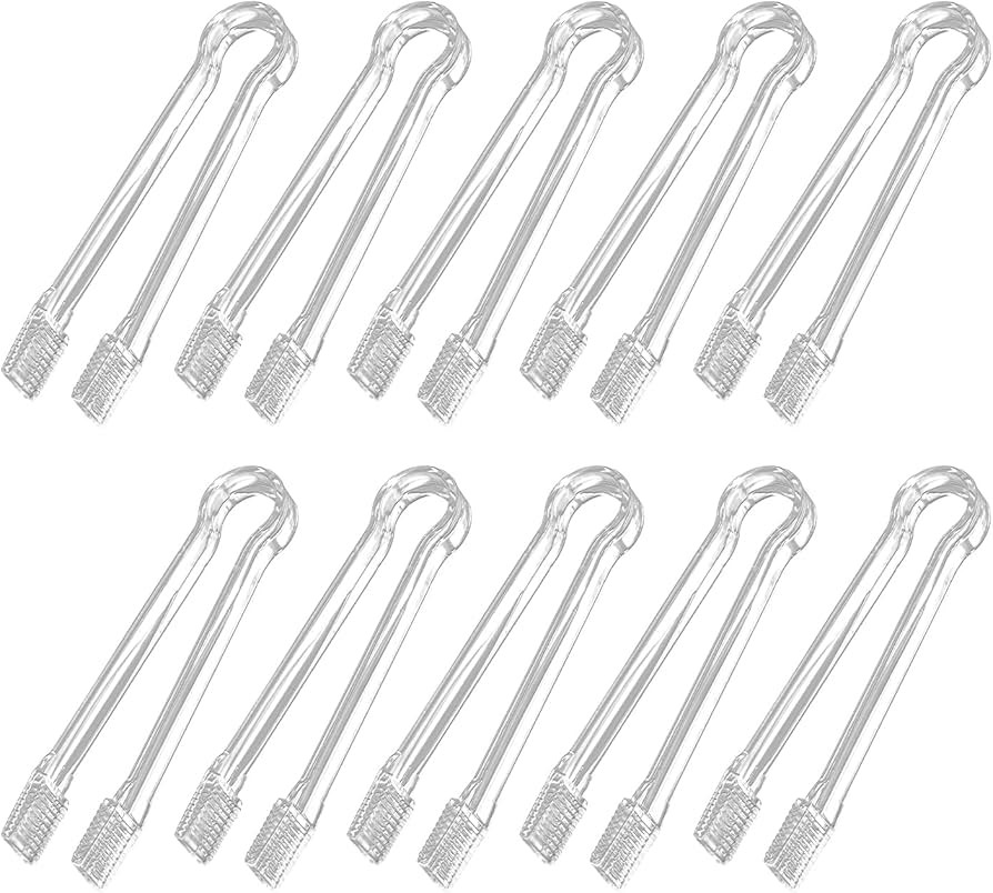 10 Pcs Plastic Buffet Serving Tongs, Clear Kitchen Tongs Mini Serving Utensil Tongs for Food Ice ... | Amazon (US)