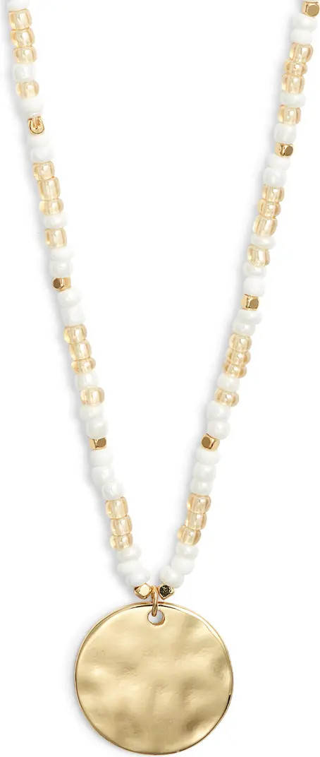 Hammered Coin Pendant Beaded Necklace | Nordstrom