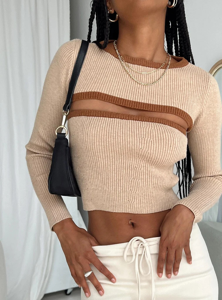 Orsette Two Piece Knit Top Beige | Princess Polly US