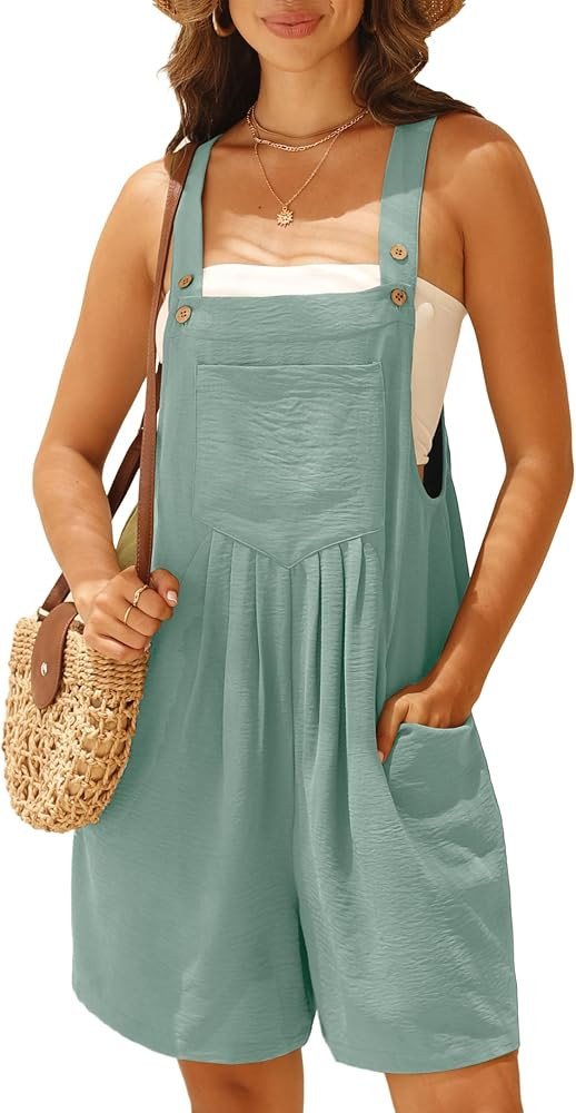 GRECERELLE Jumpsuits For Women Summer Short Overalls Casual Sleeveless Adjustable Loose Women's R... | Amazon (US)