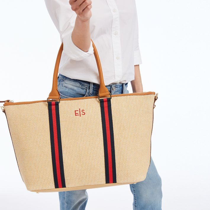 Raffia Twill Zip-Top Travel Tote | Mark and Graham