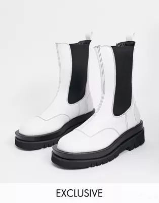 Z_Code_Z Exclusive Nora vegan chunky chelsea boots in white | ASOS (Global)