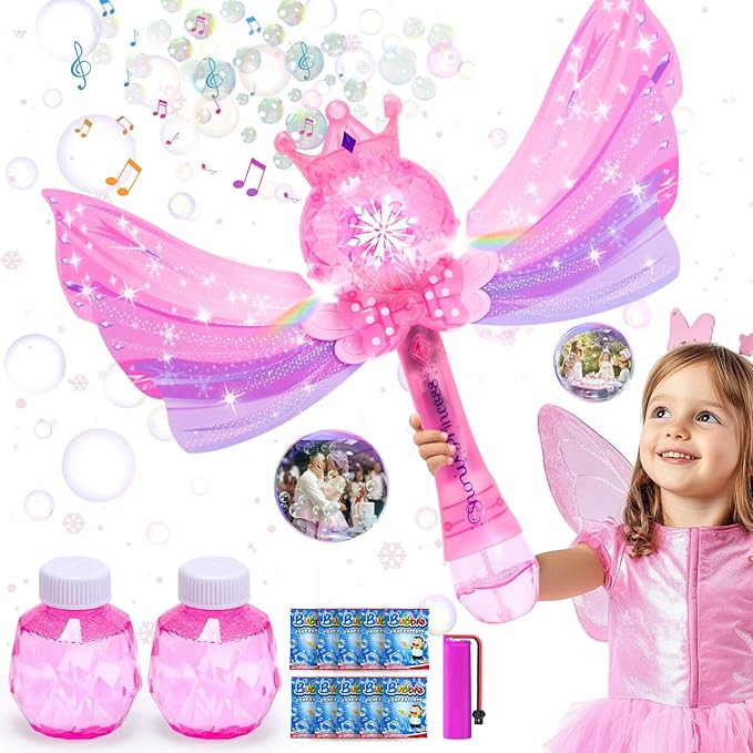 EagleStone Princess Bubble Wands for Kids Girl Toys, LED Light & Music Bubble Machine with 1 Li-i... | Amazon (US)