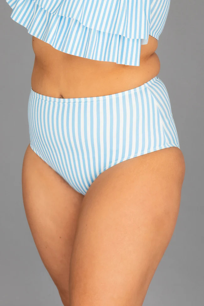 CAITLIN COVINGTON X PINK LILY The Bermuda Striped Blue Bikini Bottoms | The Pink Lily Boutique