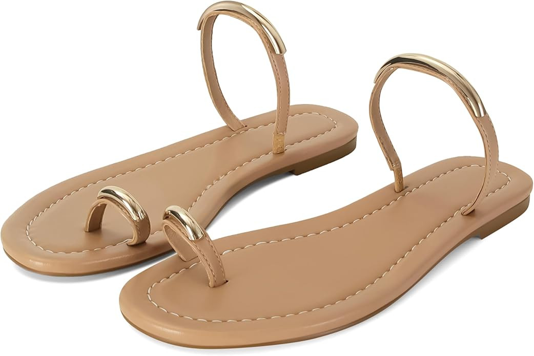 SOVANYOU Women's Toe Ring Thong Sandals Slip On Flat Flip Flops Open-Toe Slide Summer Sandals for... | Amazon (US)