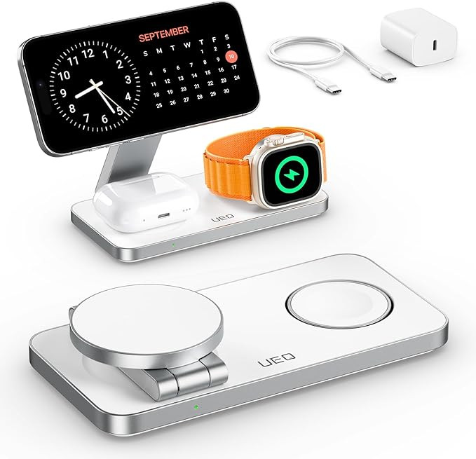 Foldable 3 in 1 Wireless Charging Station for Apple Compatible with Magsafe Charger Stand,Magneti... | Amazon (US)