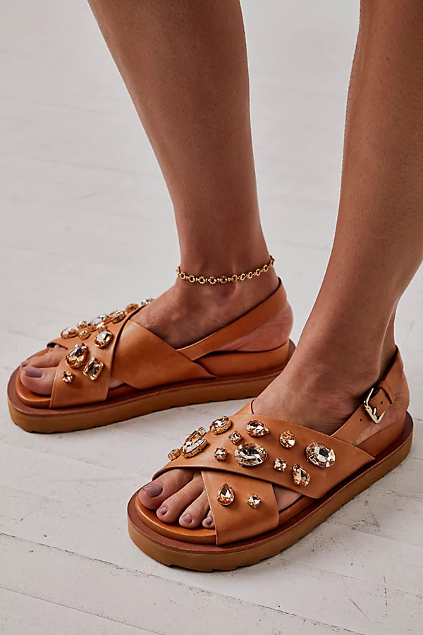 Rock Candy Embellished Sandals by Vicenza at Free People, Tan, EU 40 | Free People (Global - UK&FR Excluded)