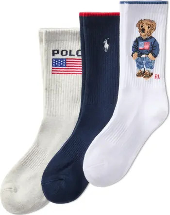 Assorted 3-Pack Bear, Polo & Pony Crew Socks | Nordstrom