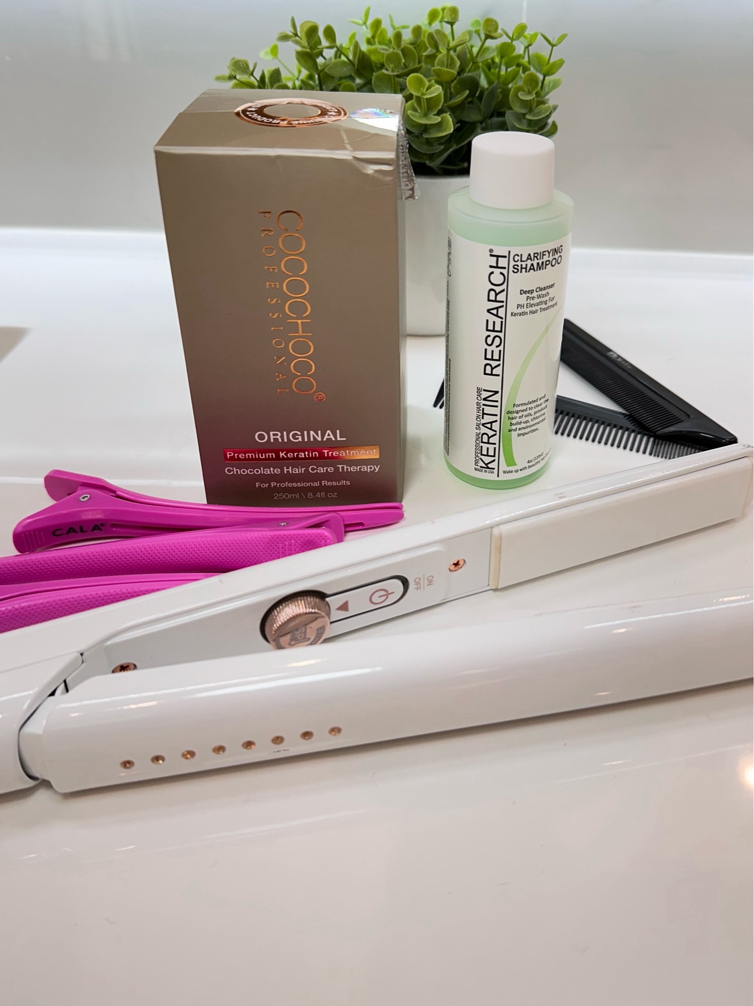 Keratin hair treatment at home
Purifying shampoo 
Hair iron 
Hair clips
Hair comb
Hair products 
Hair care

#LTKU #LTKsalealert #LTKbeauty