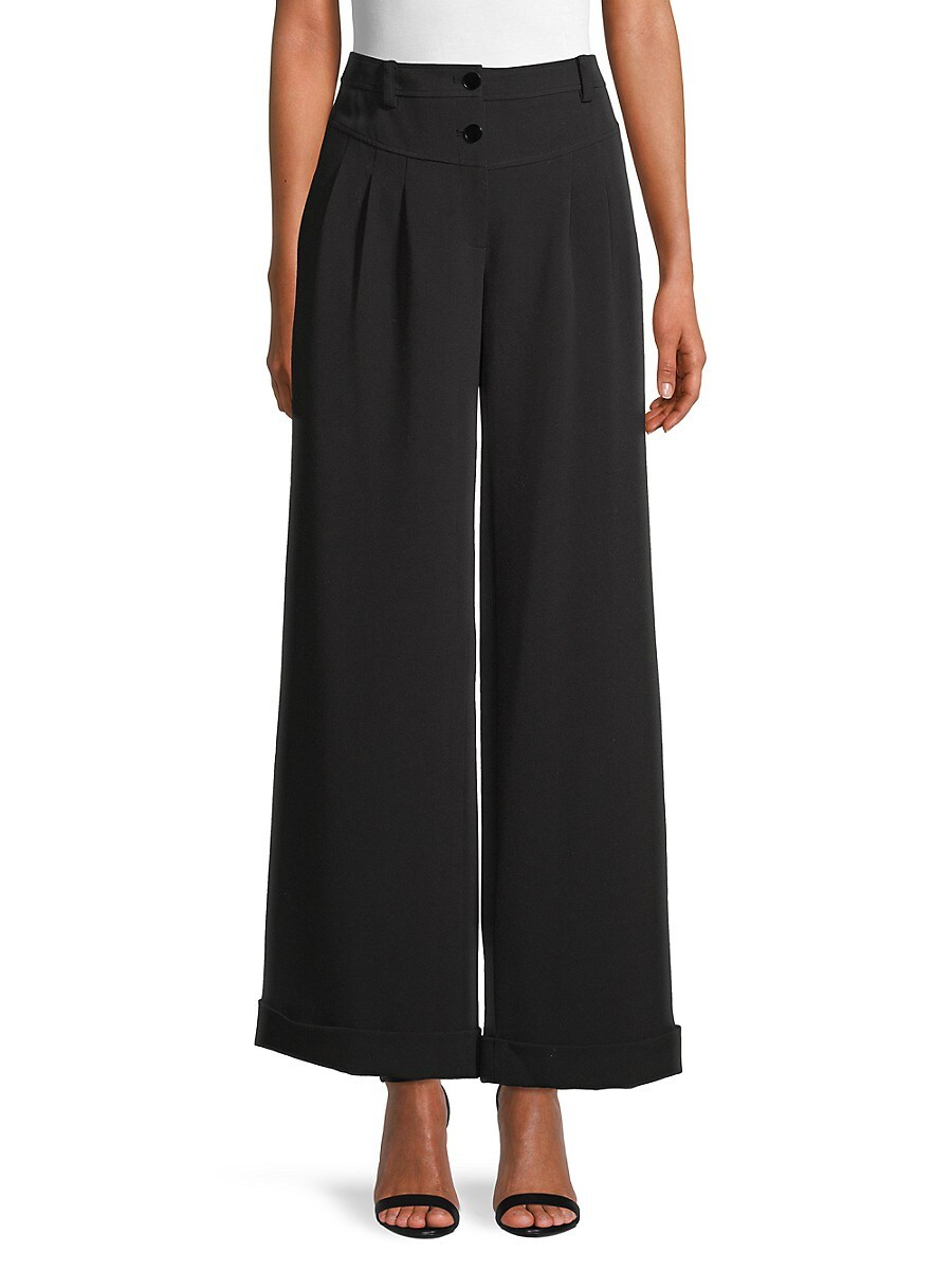 Karl Lagerfeld Paris Women's Wide-Leg Cuff Pants - Black - Size 4 | Saks Fifth Avenue OFF 5TH