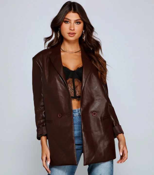 Trendy Oversized Faux Leather Blazer | Windsor Stores