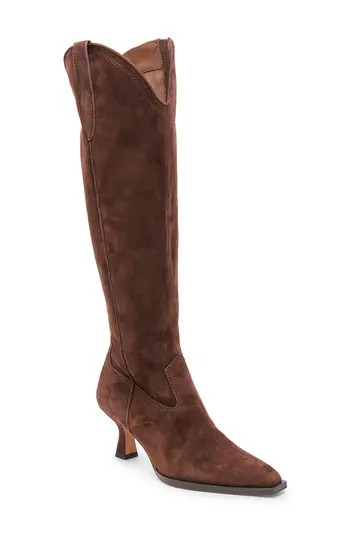 Dolce Vita Ariana Knee High Western Boot in Dark Brown Suede at Nordstrom Rack, Size 10 | Nordstrom Rack