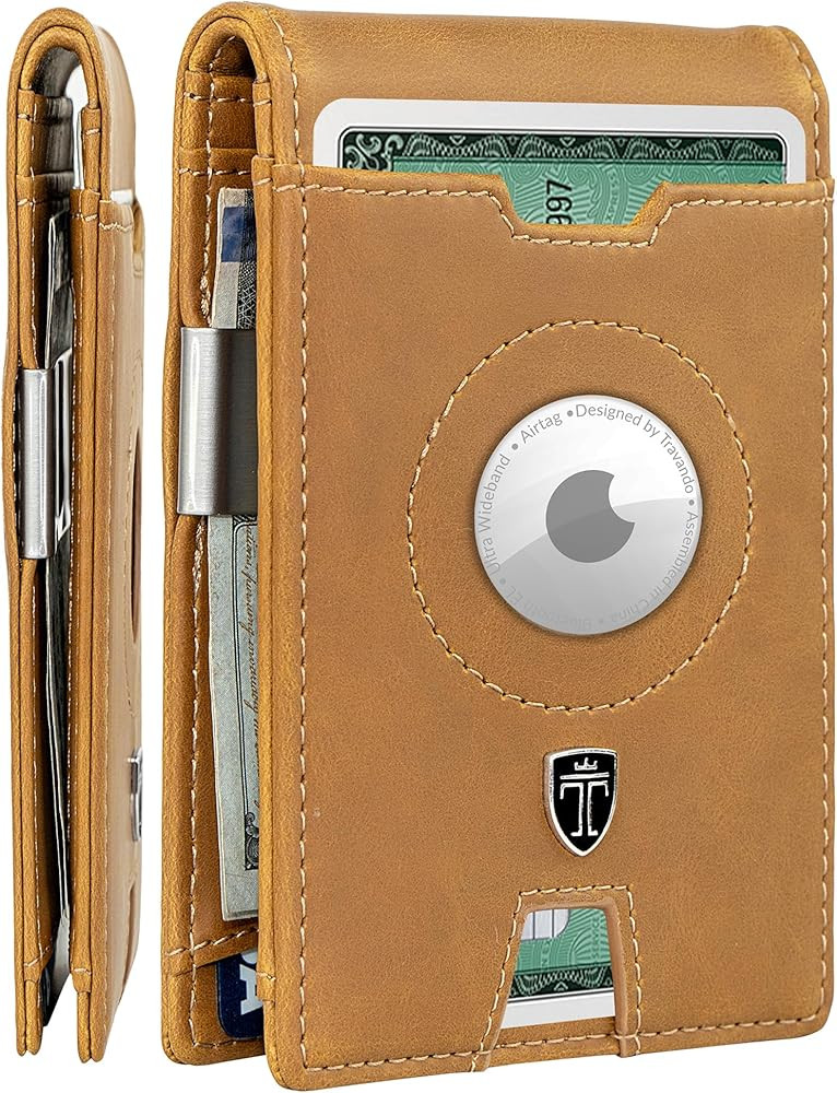 TRAVANDO AirTag* Wallet Mens Wallet with Money Clip Air Tag Wallet Card Holder RFID Blocking Bifo... | Amazon (US)