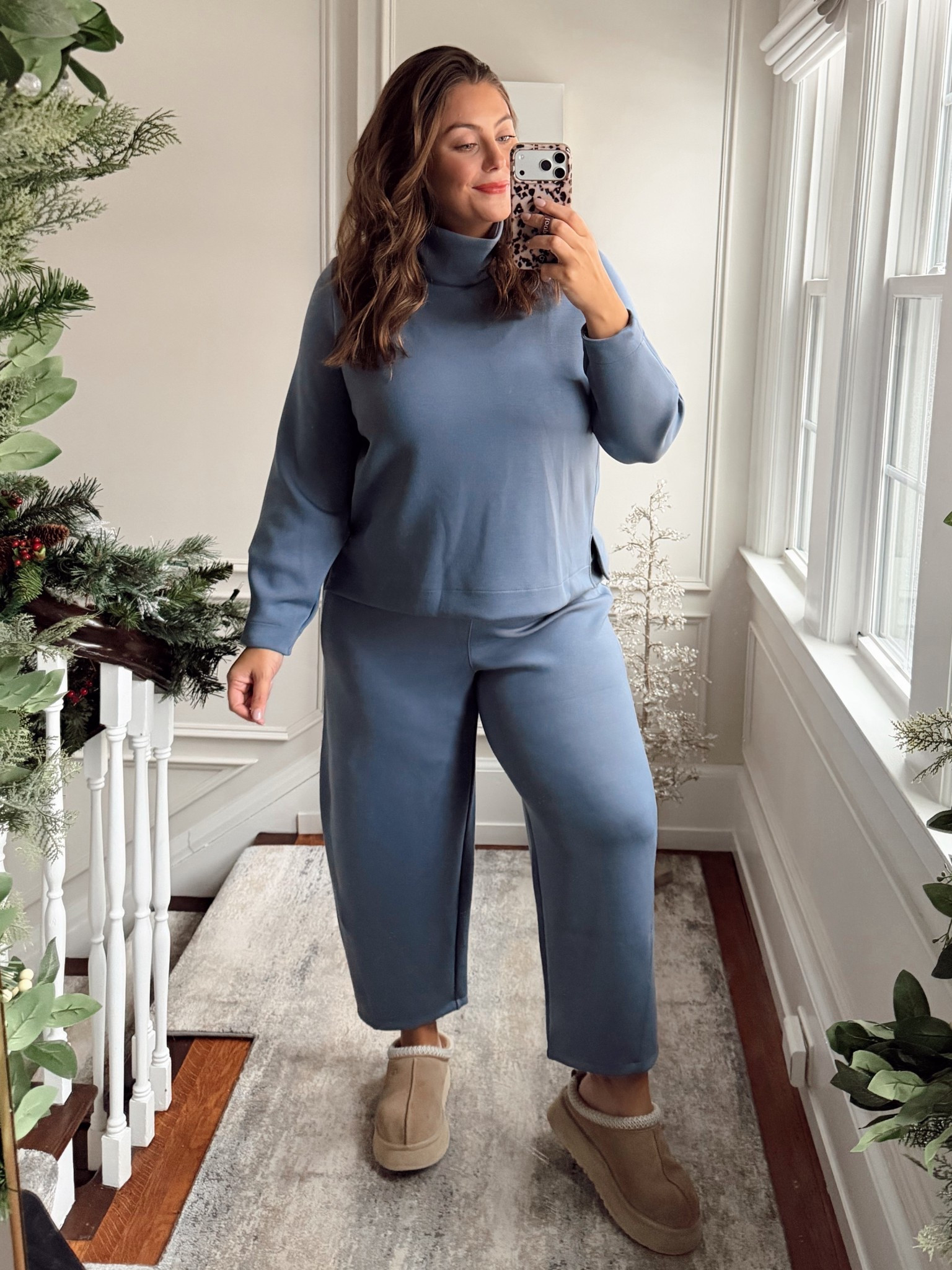 Wearing size 1X in top & 2X in pants (sized up for bump, usually wear 1X). Use CARALYN15 at Spanx. 

#LTKSeasonal #LTKootd #LTKMidsize