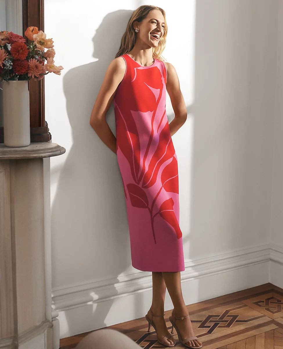 Floral Jacquard Sweater Dress | Ann Taylor (US)