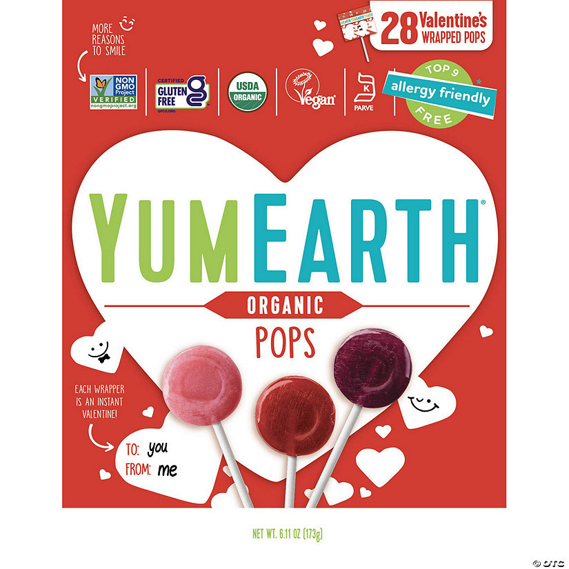YumEarth® Organic Valentine Lollipops - 28 Pc. | Oriental Trading Company