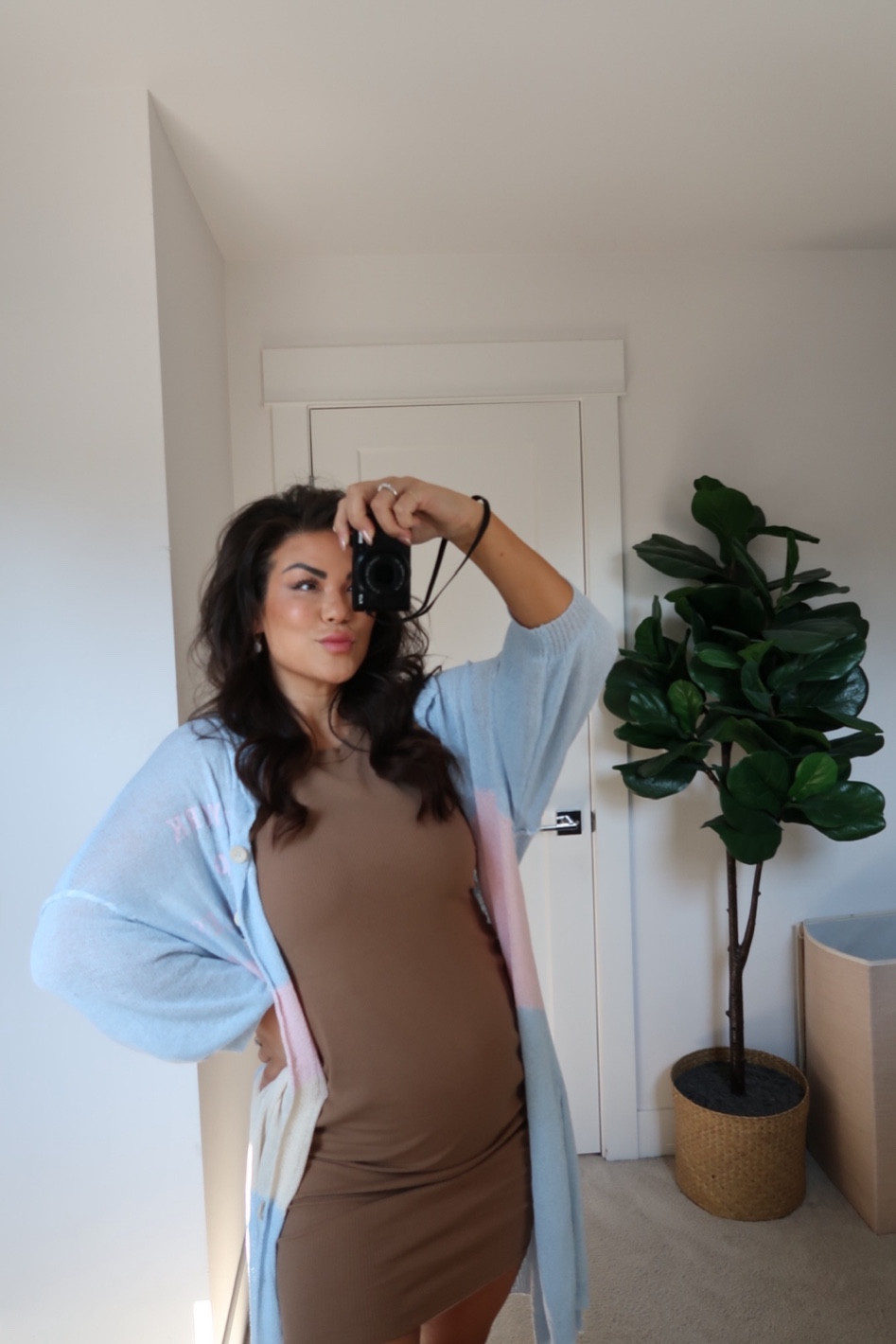 Bump summer outfit / Gucci clog dupe / bump friendly neutral dress / cozy maternity outfit / free people inspired cardigan / runs big / I’m wearing a medium / bumpfit / APCO code: NEWBIE20 

#LTKunder50 #LTKshoecrush #LTKbump