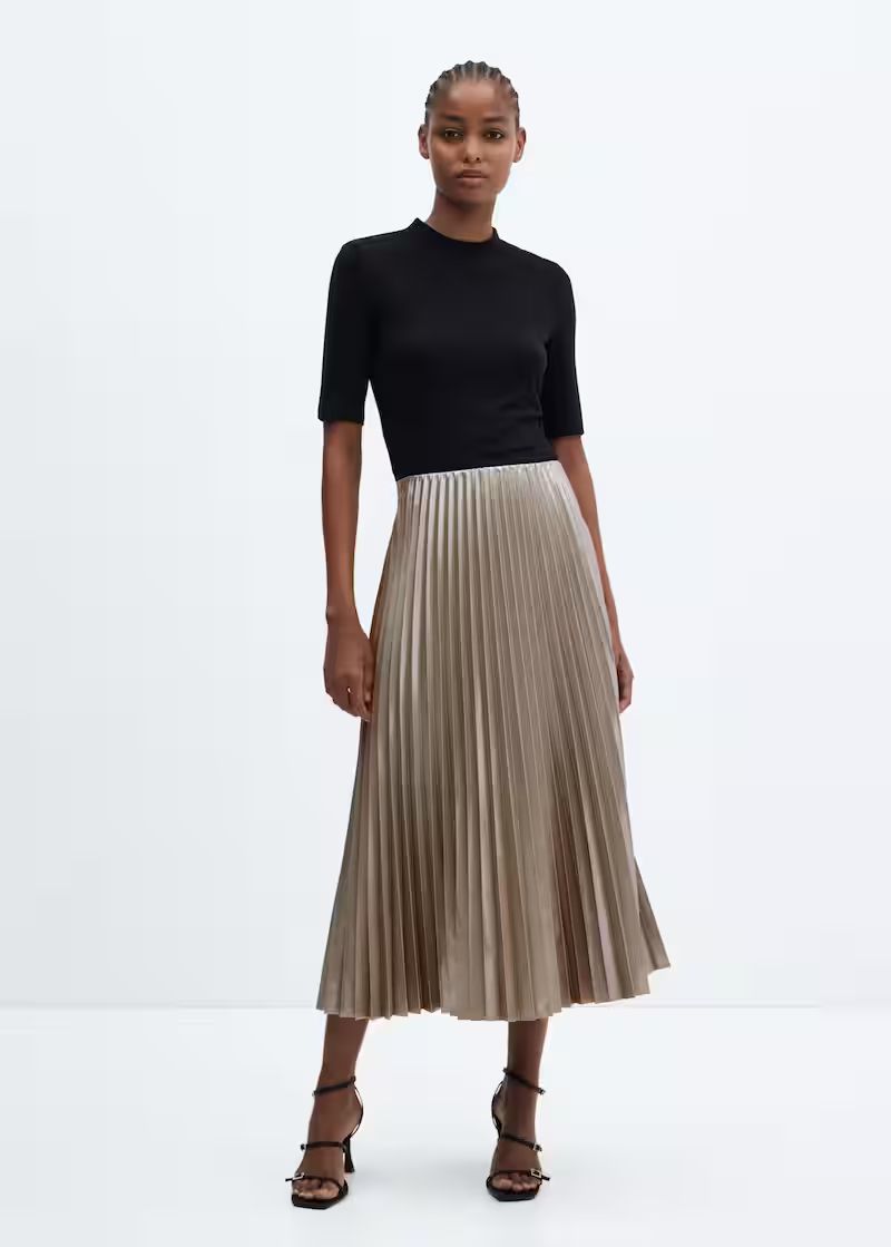 Metallic pleated skirt -  Women | Mango USA | MANGO (US)