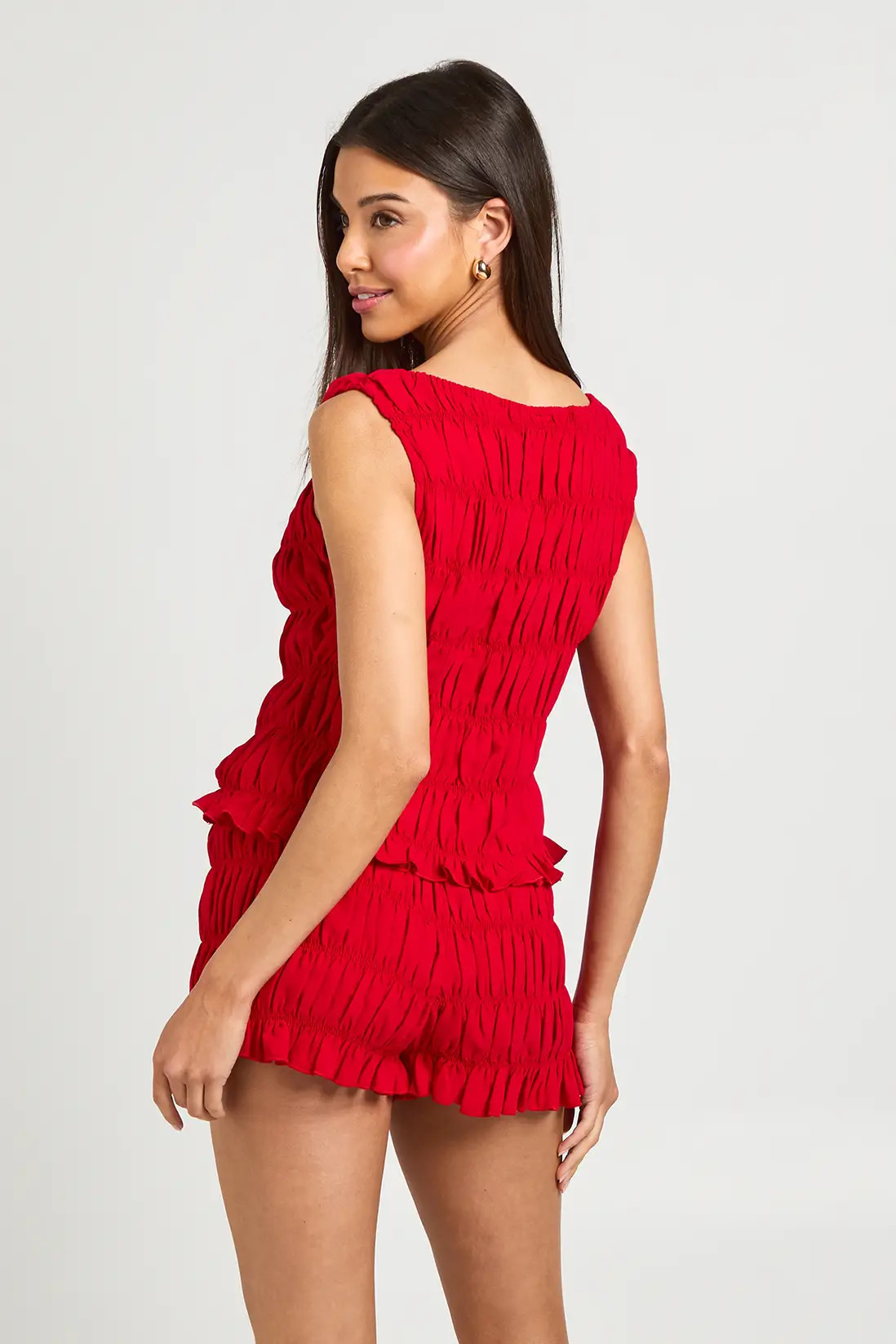 Red Chiffon Shirred Sleeveless Top | Boohoo | Boohoo.com (UK & IE)