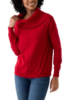 Wonderly Women's Fine Gauge Cowl Neck Sweater, Red, XXL | Belk