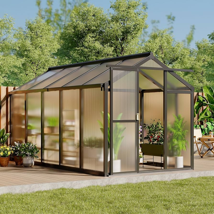 6 x 10 FT Greenhouse, Greenhouse for Outside, Polycarbonate Greenhouse with Aluminum Frame, Locka... | Amazon (US)
