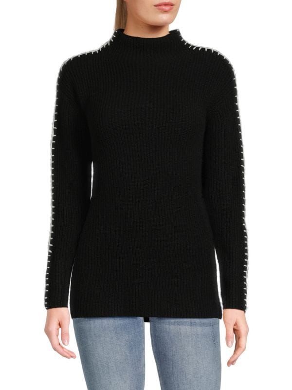 Saks Fifth Avenue Whipstitch Funnel Neck 100% Cashmere Sweater on SALE | Saks OFF 5TH | Saks Fifth Avenue OFF 5TH