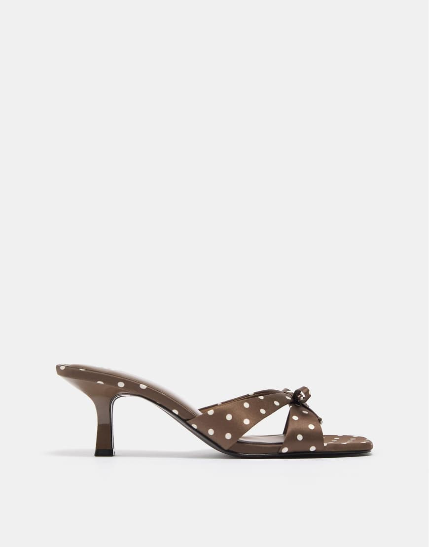 Pull&Bear Heeled sandals in polka dots in brown | ASOS (Global)