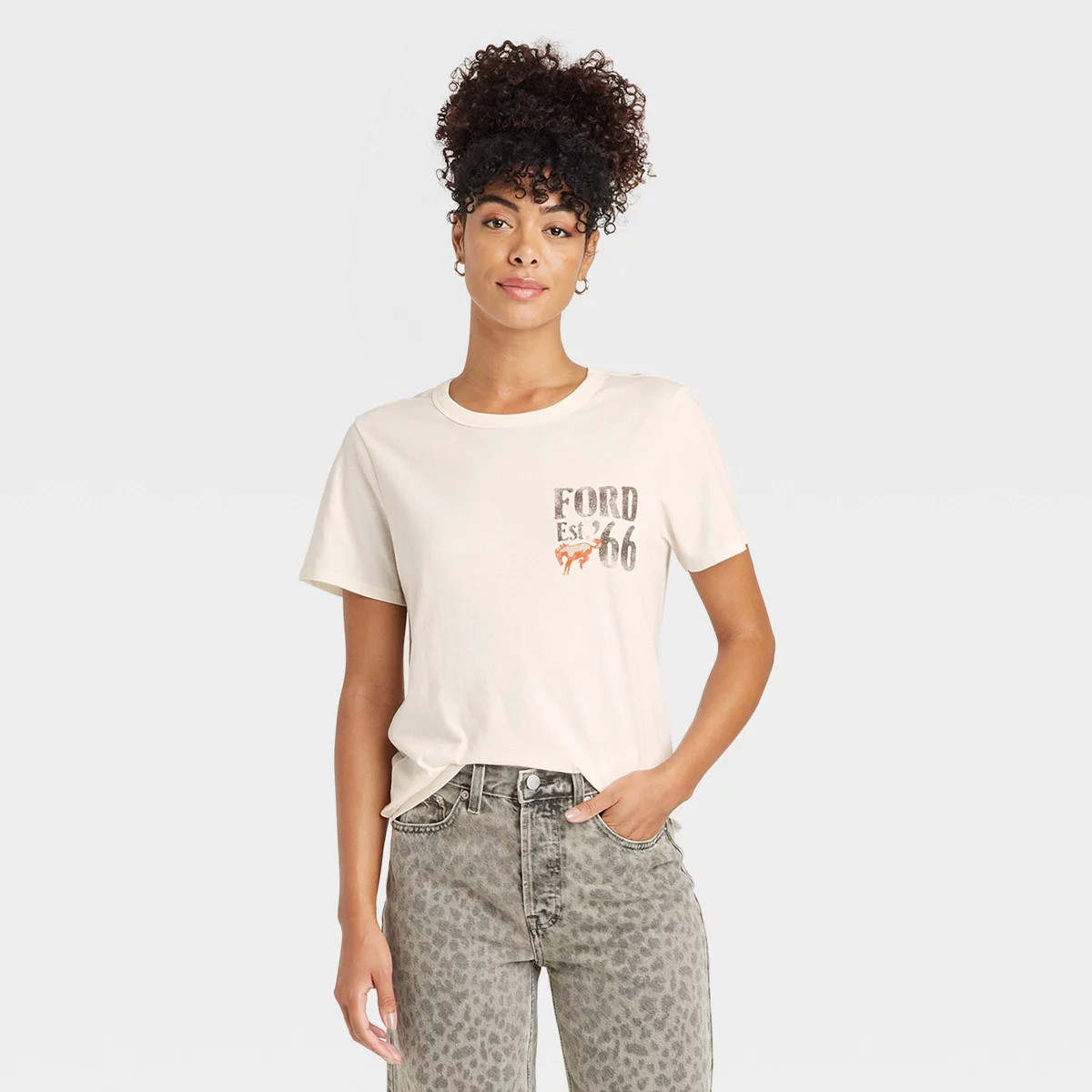 Women's Ford 66 Wild West Short Sleeve Graphic T-Shirt - Ivory | Target