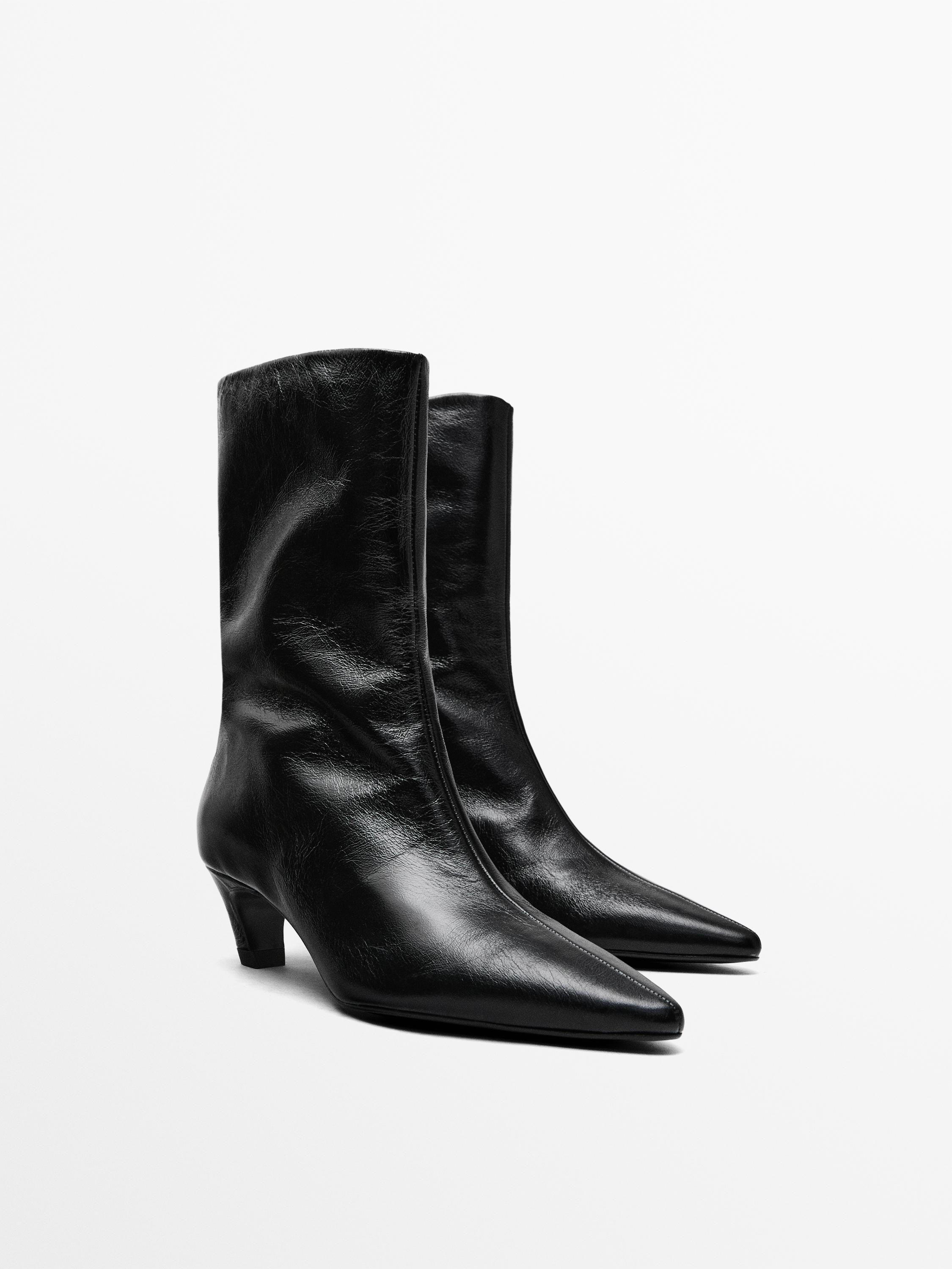 Leather high heel ankle boots | Massimo Dutti UK
